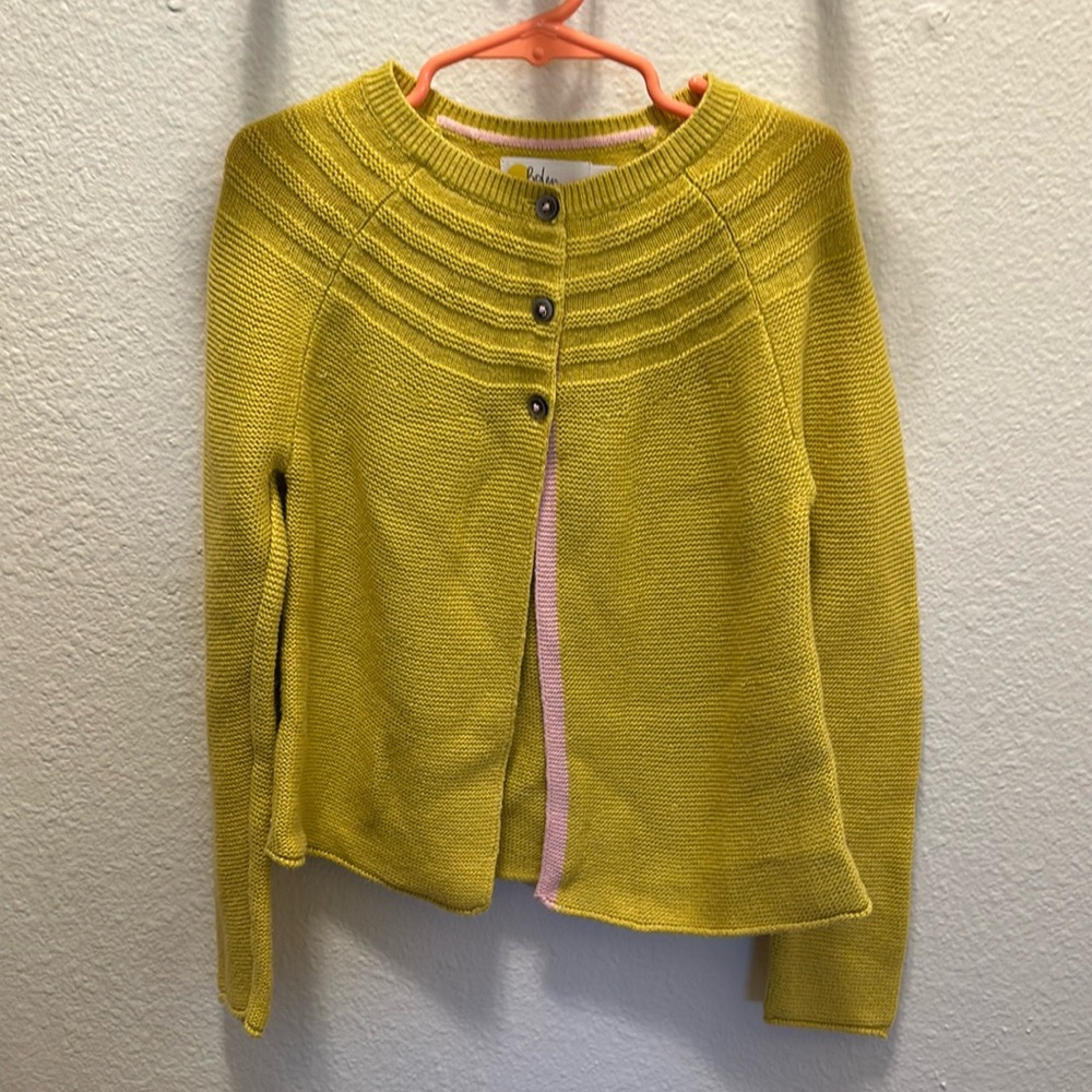 Mini boden yellow cardigan size 8-9 like new